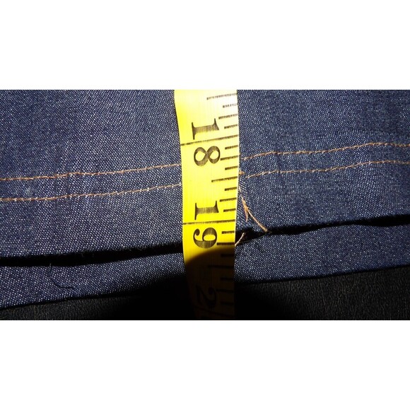 GDS Goddess Denim Jean Button Up Blouse Shirt Laced Up Sleeves Vintage Size XL - Picture 10 of 14